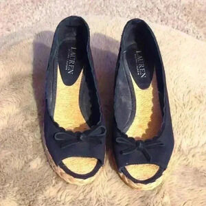 Lauren Ralph Lauren black wedge heels, size 6B, black